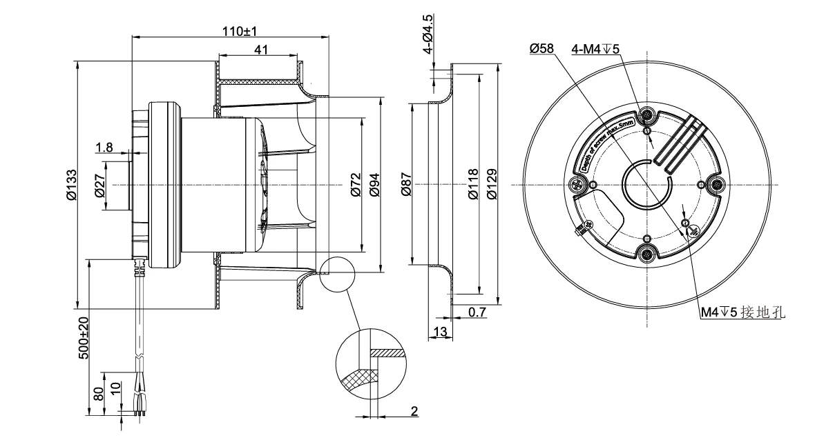 product-1-1 BE-B133A-EC-00 overall dimensions